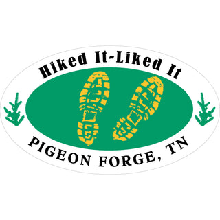 Pigeon Forge Hiked It Liked It Green Oval Sticker