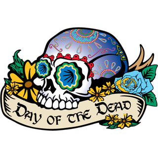 Blue No Jaw Skull   Day of the Dead Skull No Jaw With Blue Eyes Sticker