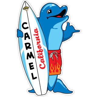Carmel  CA Dolphin w Surfboard Sticker
