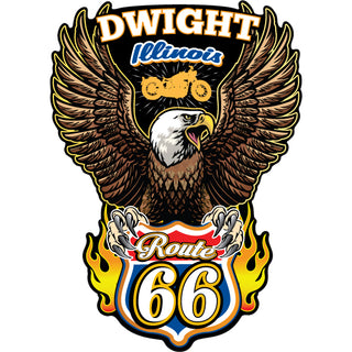 Dwight  Illinois   Eagle Route 66 Shield Sticker
