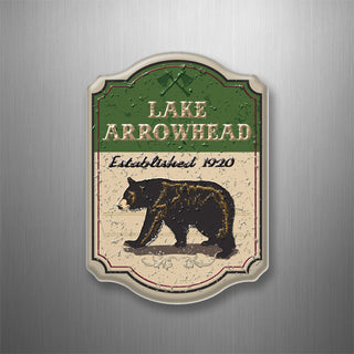 Lake Arrowhead   Green Sign with Bear Vertical 3D Magnet