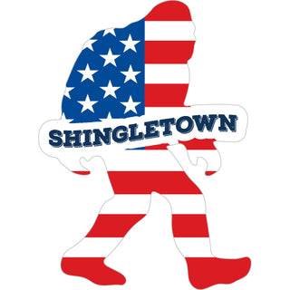 Shingletown   Bigfoot USA Flag Sticker