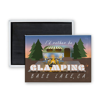 Bass Lake  CA   Glamping Rectangle Badge Magnet