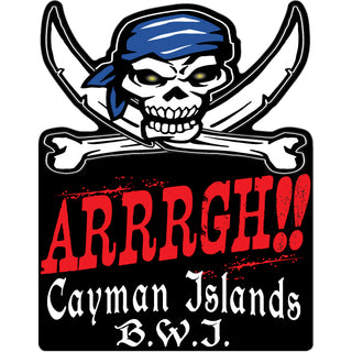 Cayman Islands B.W.I ARRRRRGH Pirate Skull Sticker