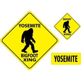 Yosemite   Bigfoot Warning Signs Sticker