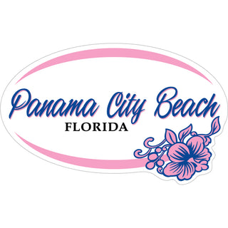 OK3 Panama City Beach Pink Purple Oval with Flowers Sticker