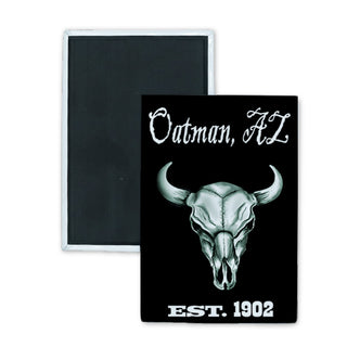Oatman  AZ   Steer Skull Black Rectangle Badge Magnet