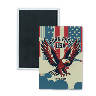 Novelty   Born Free Eagle Rectangle Badge Magnet