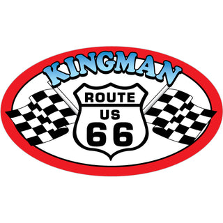 Kingman  Arizona Rout 66 shield checkered flags red oval Sticker
