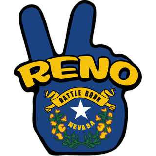 Reno  Nevada   Flag Peace Fingers Sticker