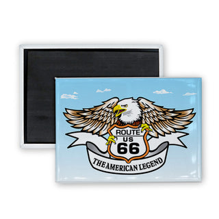 Route 66   Eagle Holding Shield Rectangle Badge Magnet