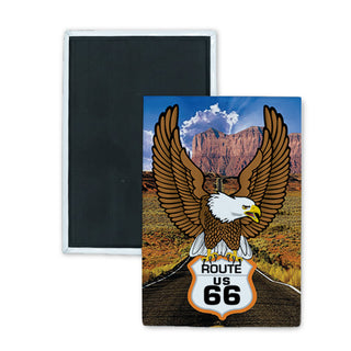 Route 66   Flying Eagle Rectangle Badge Magnet