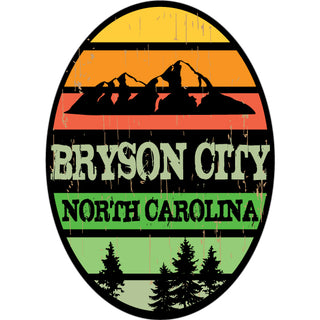 Bryson City  NC Mountain Stripe Vertical Oval Sticker