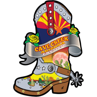 Cave Creek  Arizona est. 1870   Flag Cowboy Boot Sticker