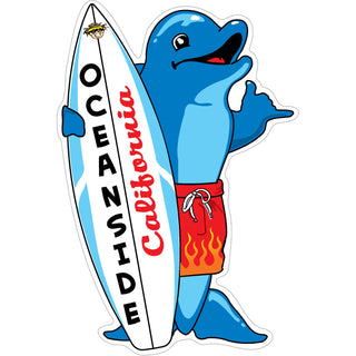 OK4 Oceanside  CA Dolphin w Surfboard (00170) Sticker
