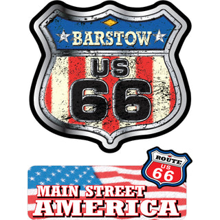 Route 66 Flag Shield & Stripes Sticker