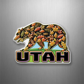 Utah Bear Filled with Fall Leaves 3D Magnet