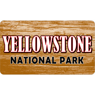 Wood Back   Yellowstone National Park Wood Sign Red White Sticker