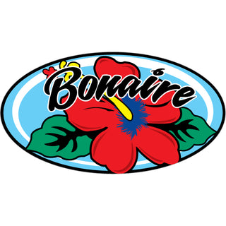 Bonaire   Red Hibiscus Oval Sticker