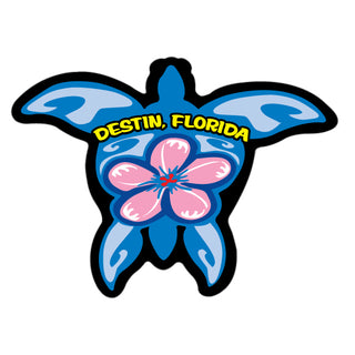 Destin  Florida   Blue Turtle with Pink Flower Sticker