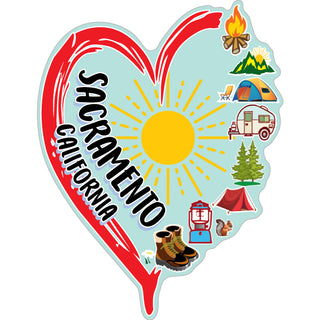 Sacramento  California   Camping Icons Heart Sticker
