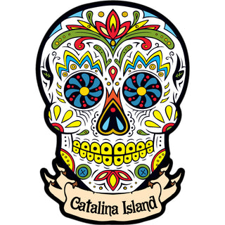 Catalina Island Skull wit Bottom Banner Sticker