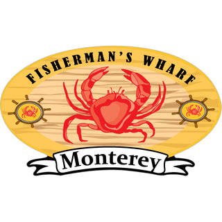 Monterey   Wood Crab Oval Sticker