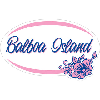 Balboa Island Pink & Purple Flower Oval Sticker