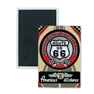 Santa Monica  CA   Red Round and Highway Strip Rectangle Badge Magnet