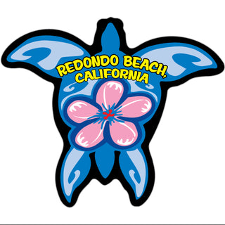Redondo Beach CA TURTLE FLOWER Sticker