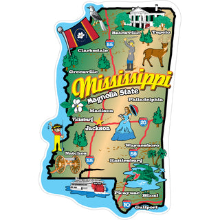 Mississippi Map   50 States Mississippi Map Sticker