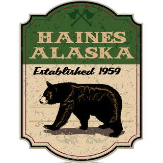 Haines Alaska   Bear Green Sign Sticker