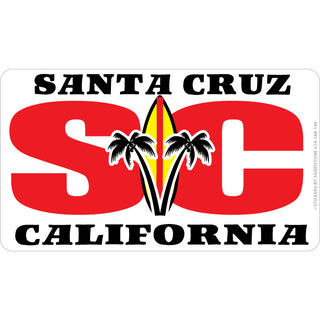 Letters with Surfboard & Palm Trees Playing Card Sized Sticker Sticker