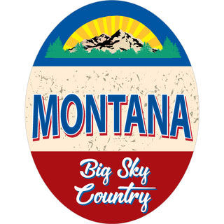 Montana   Blue & Red Vertical Oval Sticker