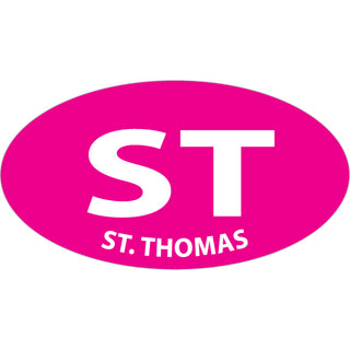 St Thomas   Hot Pink Euro Oval Sticker