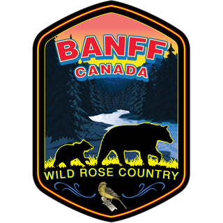 Banff  Canada   Wild Rose Country with Bears Sticker