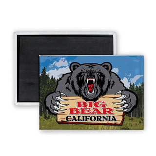 Big Bear California Angry Black Bear Rectangle Badge Magnet