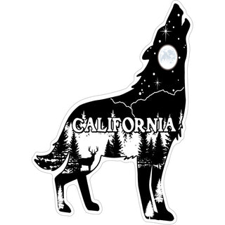 California Wolf Howling Mountain Scene Inside Sticker