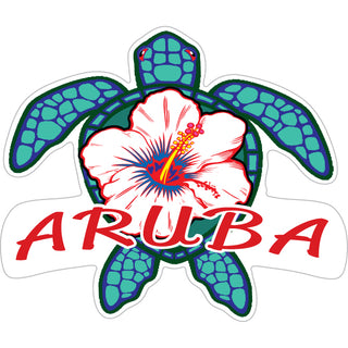 Aruba   Blue Turtle White Flower Sticker