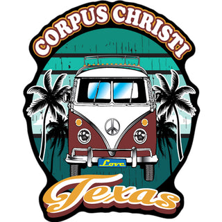 Corpus Christi  Texas   Burgundy Bus Front View Sticker