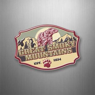 GREAT SMOKY MOUNTAINS RETRO RED BEAR 3D Magnet
