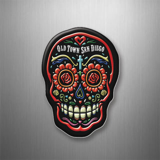 Old Town San Diego   Black and Red Sugar Skull 3D Magnet