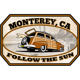 OK4 Monterey CA Woody Follow the Sun (14 00189 0147) Sticker