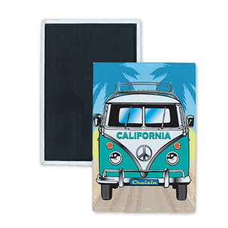 California Bus Front View Rectangle Badge Magnet