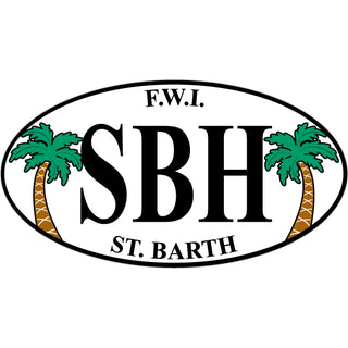 St. Barth  FWI   Palm Tree Euro Oval Sticker