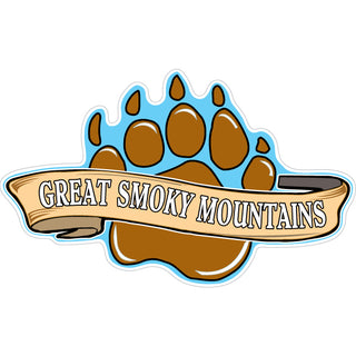 OK4 Great Smoky Mountains Bear Paw w Banner (00232) Sticker