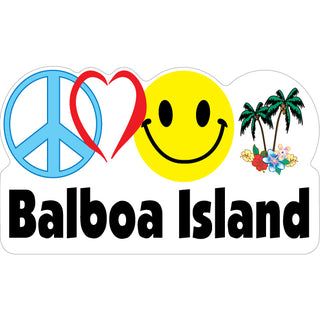 Balboa Island  CA Peace Love Happy Palm Sticker