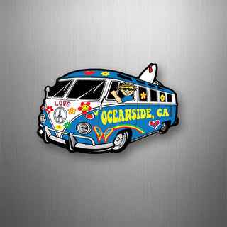 Oceanside  CA Hippie Bus Flexible Magnet