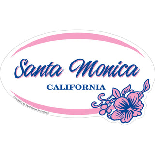 Santa Monica Oval Flower   Santa Monica Hibiscus Oval Sticker