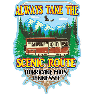 Hurricane Mills   ALWAYS TAKE THE SCENIC ROUTE RV Sticker
